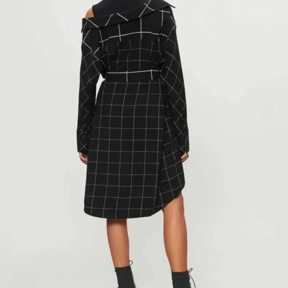 MAJE Razak Women's Small Long Sleeve Asymmetric Plaid Belted Shirt Dress Mini - Picture 8 of 10